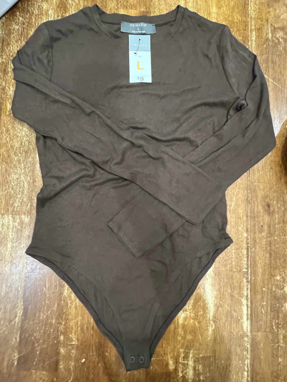 Primark Women's Brown Crewneck Long Sleeve Bodysuit